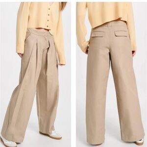 LE KASHA NWT Medium Pleated Front Rum Pants Beige Khaki Cotton Twill‎